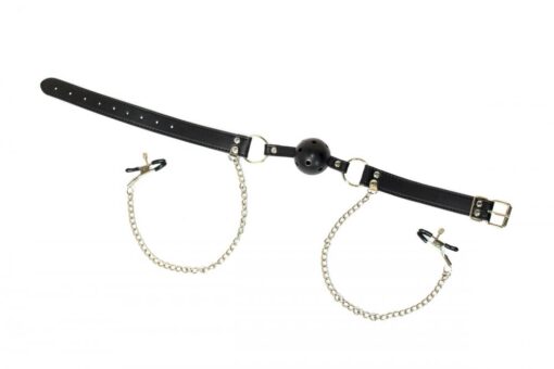 Ball gag with nipple clamps party hard gratitude - obrazek 5