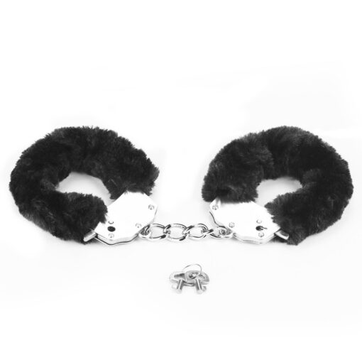 Fetish pleasure fluffy handcuffs black - obrazek 5