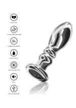 Buttplug vibr. ribbed medium silver - obrazek 4