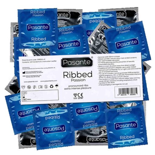 Pasante ribbed/passion condoms bulk packs 144 pcs - obrazek 2
