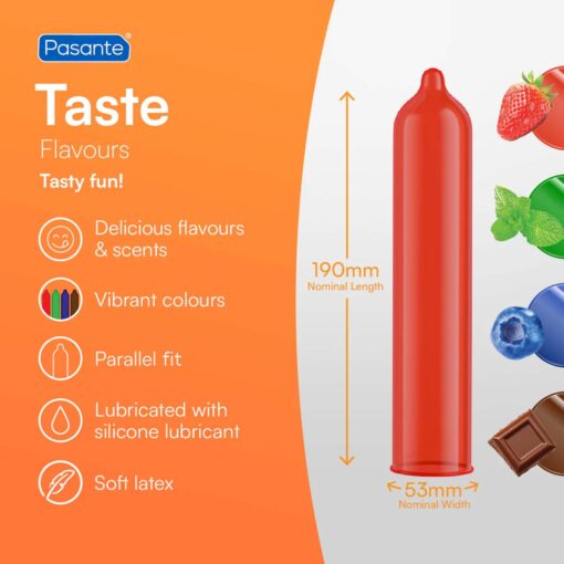 Pasante flavours/taste condoms 3 psc - obrazek 3