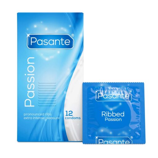 Pasante ribbed/passion condoms 12 pcs - obrazek 2