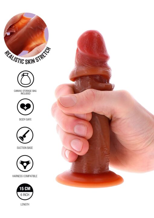 Silicone foreskin dong 15 cm caramel skin tone - obrazek 6