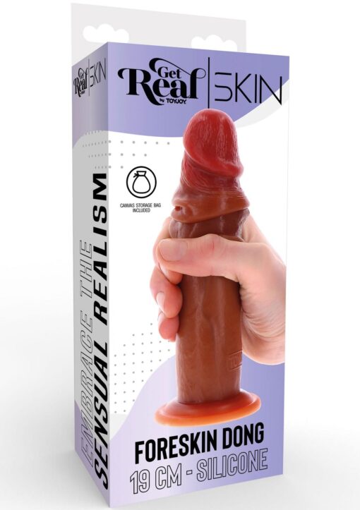 Silicone foreskin dong 19 cm caramel skin tone - obrazek 2