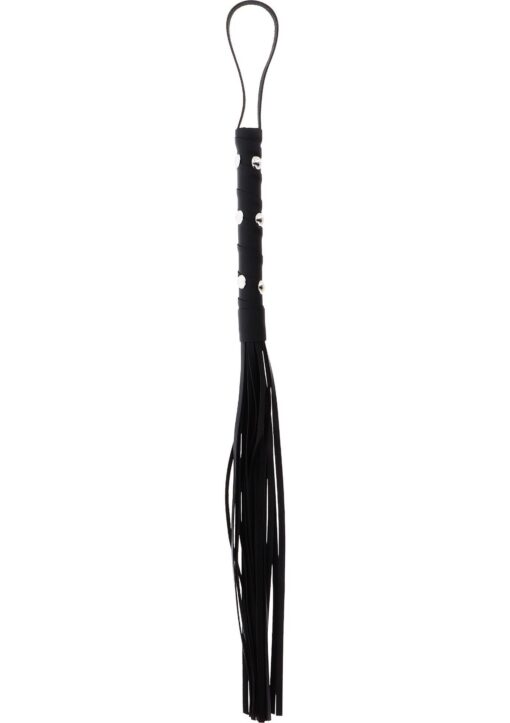 Short studded flogger whip black - obrazek 2