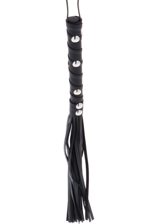 Short studded flogger whip black - obrazek 3