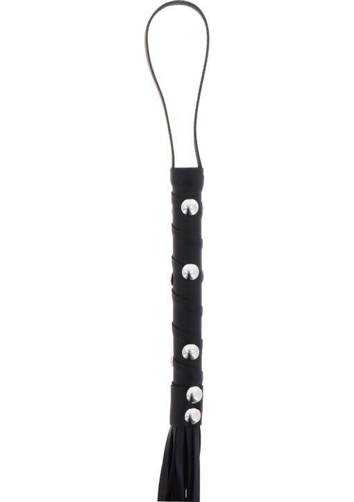 Short studded flogger whip black - obrazek 4