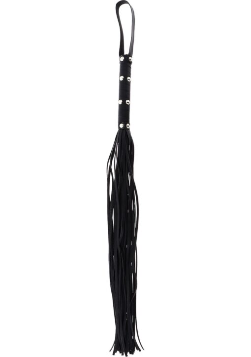 Long studded flogger whip black - obrazek 2