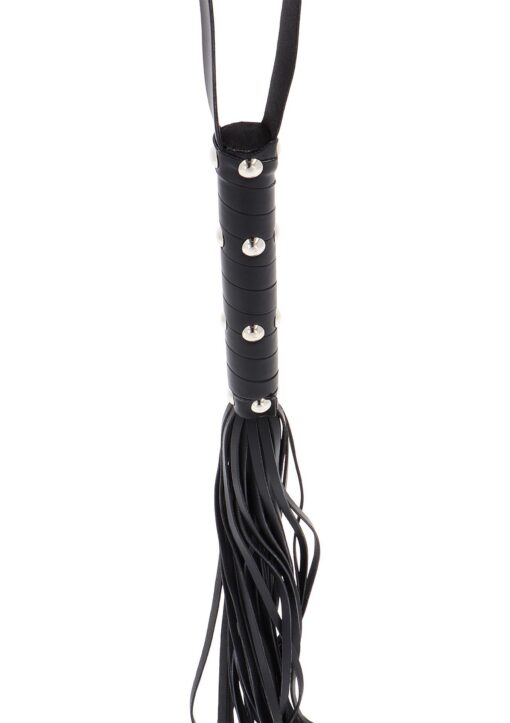Long studded flogger whip black - obrazek 3