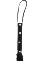 Long studded flogger whip black - obrazek 4