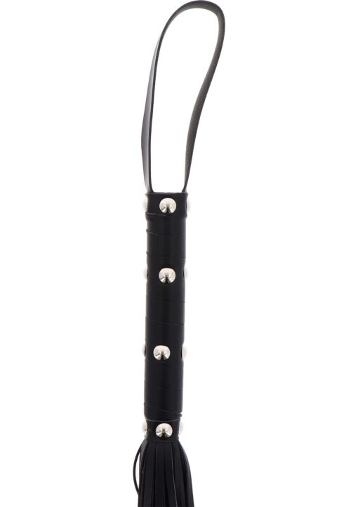 Long studded flogger whip black - obrazek 4