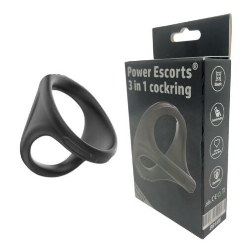 Power escorts - br185 - 3 in 1 cockring - super flexible - colour box - obrazek 2