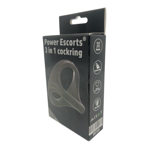 Power escorts - br185 - 3 in 1 cockring - super flexible - colour box - obrazek 3