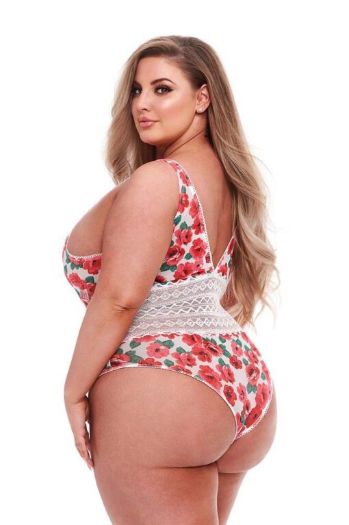 White floral & lace teddy, xl - obrazek 3