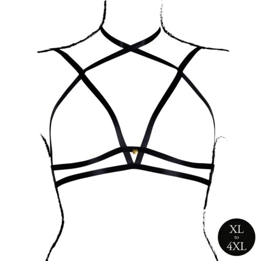 Open cup triangle bra with neck strap and adjustable sliders - plus size - black - obrazek 4