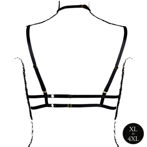 Open cup triangle bra with neck strap and adjustable sliders - plus size - black - obrazek 5