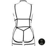 Strappy open cup body harness with garters - plus size - black - obrazek 5