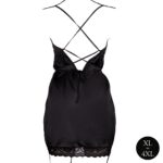 Open back silk dress with criss cross details and slit - plus size - black - obrazek 5