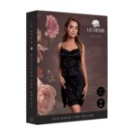 Open back silk dress with criss cross details and slit - one size - black - obrazek 2