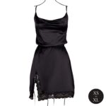 Open back silk dress with criss cross details and slit - one size - black - obrazek 5