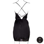 Open back silk dress with criss cross details and slit - one size - black - obrazek 6