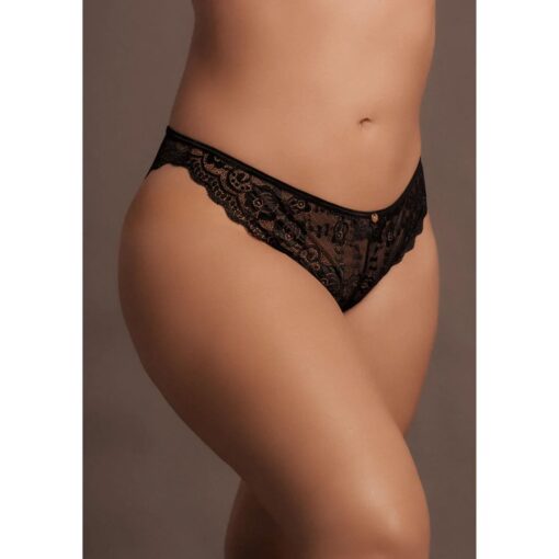 Claire - elastic lace brief with golden details - plus size - obrazek 3