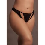 Milou - elastic mesh brief with open crotch and golden details - plus size - obrazek 3