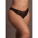 Zoe - elastic lace brief with back lacing and golden details - plus size - obrazek 2