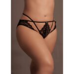 Lena - brief with open crotch and buttocks, adjustable sliders and golden details - plus size - obrazek 3