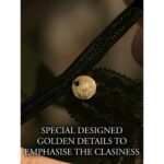 Ella - elastic mesh thong with sliders and golden details - plus size - obrazek 7