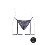 Marie - lace thong with garter , adjustable sliders and golden details - plus size - obrazek 9