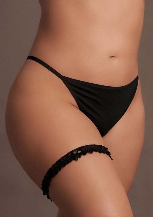 Noel - elastic lace garter with golden details - plus size - obrazek 3