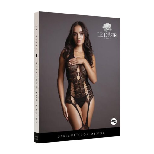 Lace suspender bodystocking - one size - obrazek 2