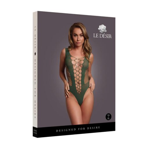 V-neck teddy with opaque panels - one size - obrazek 2