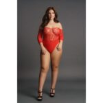 Crotchless rhinestone teddy - plus size - obrazek 5