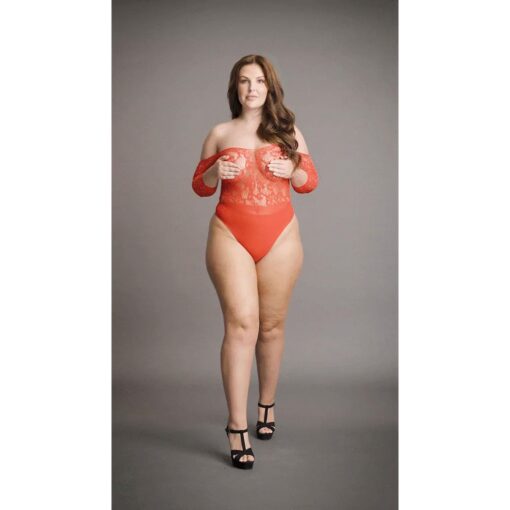 Crotchless rhinestone teddy - plus size - obrazek 7