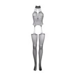Suspender fishnet choker bodystocking - one size - obrazek 8