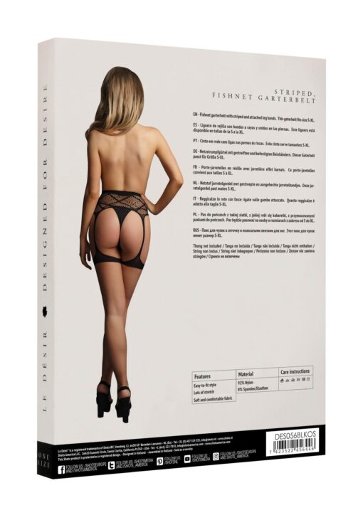 Striped, fishnet garterbelt - one size - obrazek 4