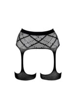 Striped, fishnet garterbelt - one size - obrazek 5