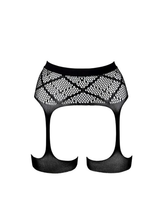 Striped, fishnet garterbelt - one size - obrazek 5