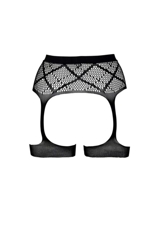 Striped, fishnet garterbelt - one size - obrazek 6
