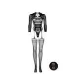 Bodystocking with long sleeves and short turtleneck - os - black - obrazek 5