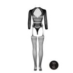 Bodystocking with long sleeves and short turtleneck - os - black - obrazek 6