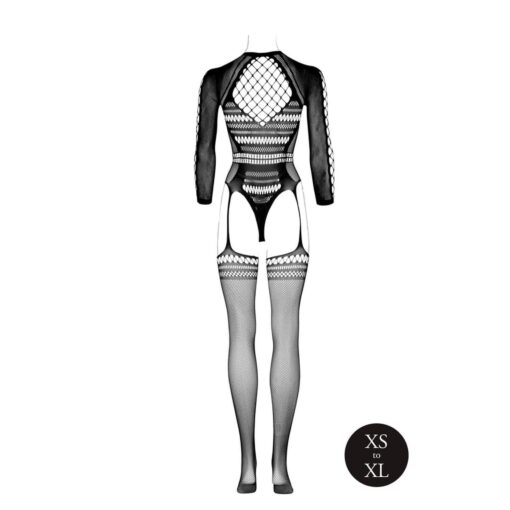 Bodystocking with long sleeves and short turtleneck - os - black - obrazek 6