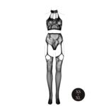 Two piece with halter turtleneck and pantie with attached stockings - os - black - obrazek 3
