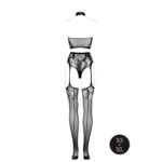 Two piece with halter turtleneck and pantie with attached stockings - os - black - obrazek 4