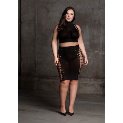 Kala xxxvii - two piece with turtleneck, crop top and skirt - plus size - obrazek 6