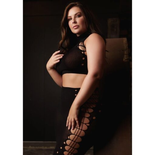 Kala xxxvii - two piece with turtleneck, crop top and skirt - plus size - obrazek 8