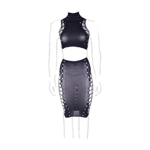 Kala xxxvii - two piece with turtleneck, crop top and skirt - plus size - obrazek 10