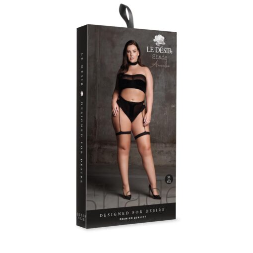 Ananke xii - three piece with choker, bandeau top and pantie with garters - plus size - obrazek 2